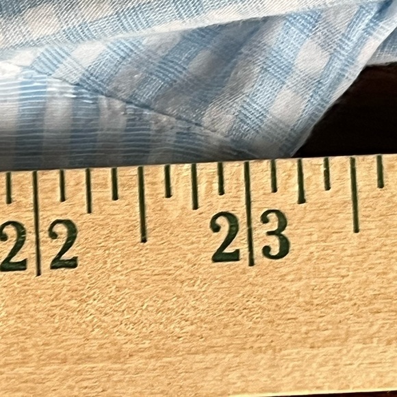 Studio Works Light Blue Check 3/4 Sleeve Wrinkle Free Button Down Sz Large EUC - Picture 12 of 12